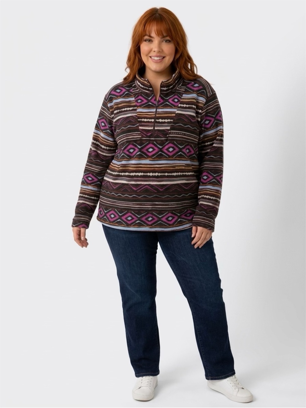 No Boundaries Geometric Quarter-Zip Pullover